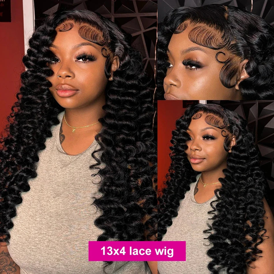 40 42 Inch Loose Wave 13x6 HD Lace Frontal Wig Human Hair Brazilian Loose Deep Waves Curly Wigs Lace Front Wigs For Women
