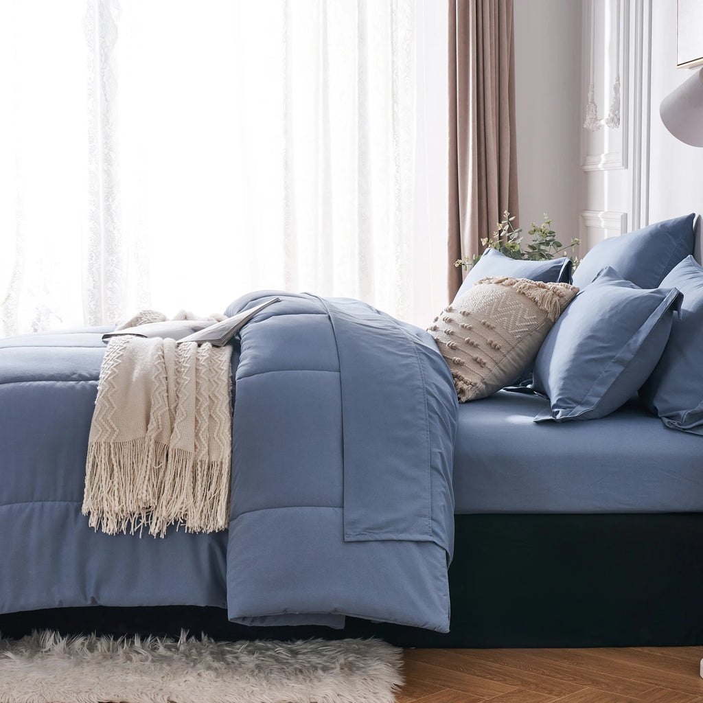 7 Piece Bed In A Bag Comforter Set Queen, Stylish solid geometry   Comforter And Sheet,Pillowcase Set, ideal gift