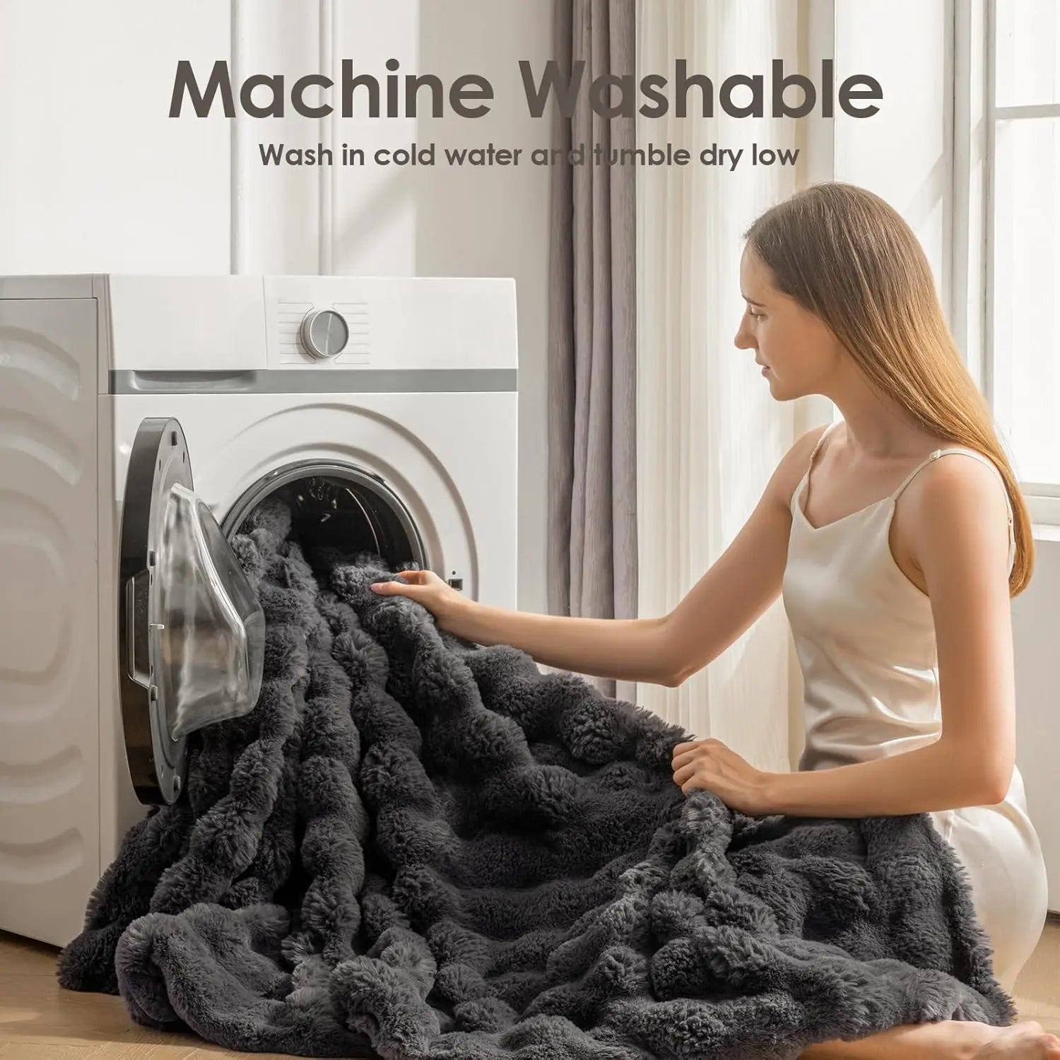 1 PC Faux Rabbit Fur ,Luxury Soft, Warm Bubble Blanket, | Cozy Throw for Bedroom, Guest Room, Living Room,4lb