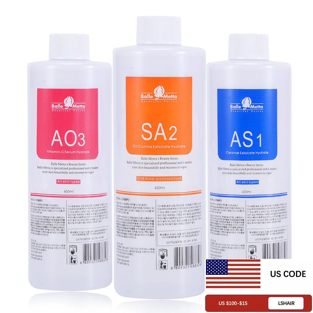 3pcs/Lot 1200ML Hydra Liquid Face Serum Facial Aqua Peel Solution AS1 SA2 AO3 For Beauty Machine SkinCare Deep Cleaning