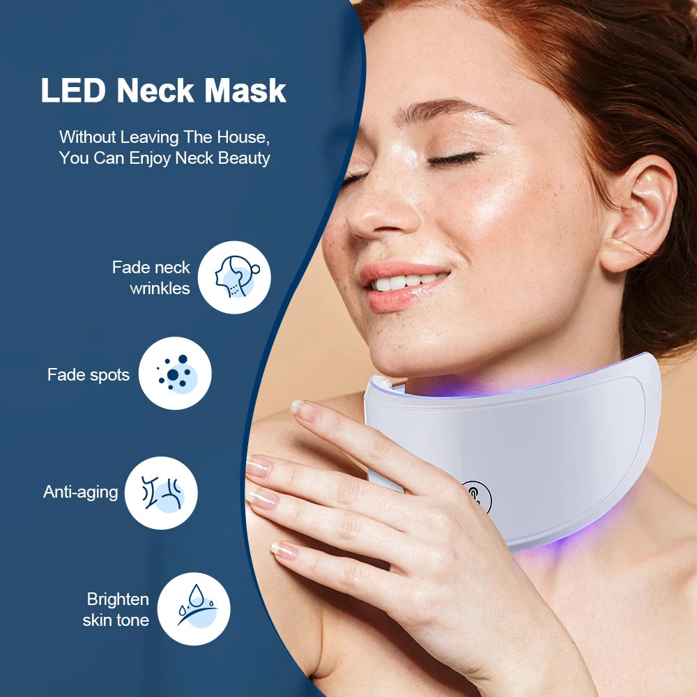 Neck LED Mask 7 Colors Photon Anti-Wrinkle Skin Brightening Neck Beauty Mask Skin Tightening Neck Wrinkle