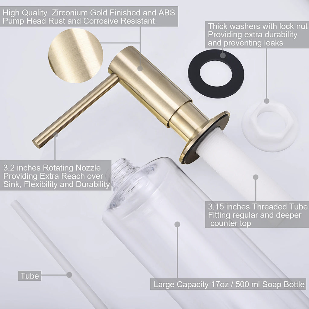 Samodra Black Liquid Soap Dispensers Brass Pump Head With 500ML PE Bottle