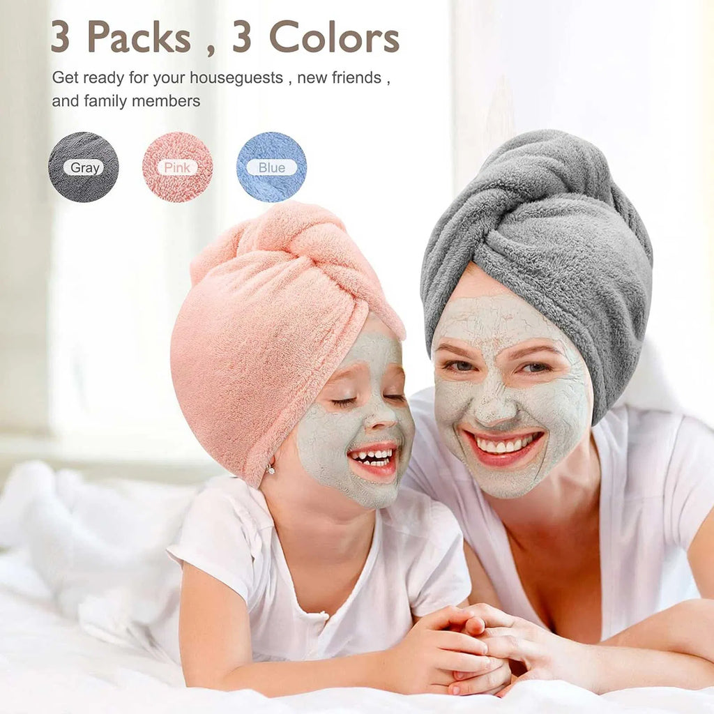 Ultra Absorbent Hair Turbans (3 Pieces)