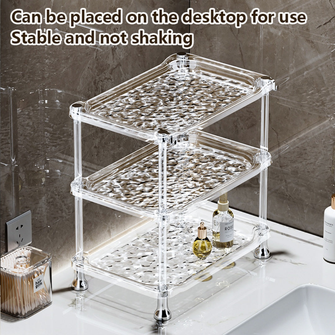 3-layer Bathroom Water Ripple Transparent Shelf
