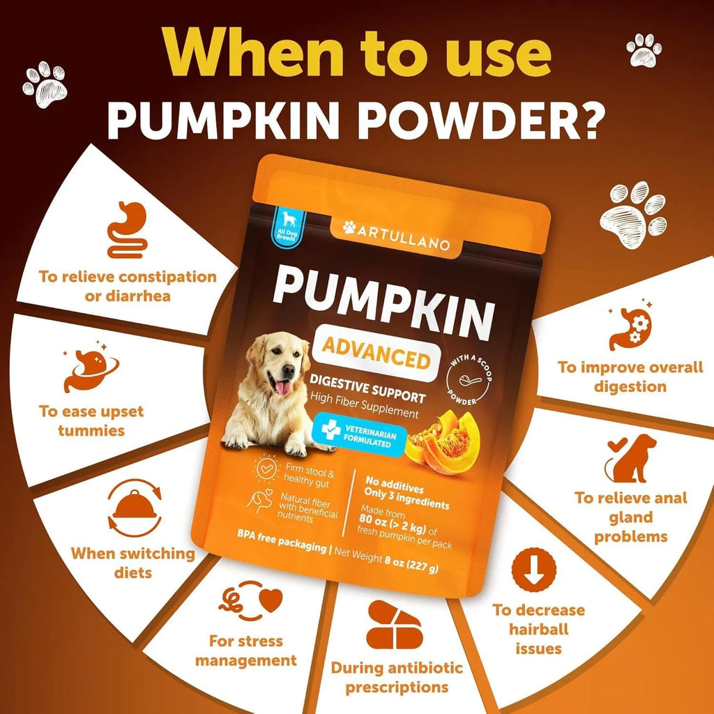 Organic Pumpkin Powder for Dogs - Digestive Support & Fiber Supplement