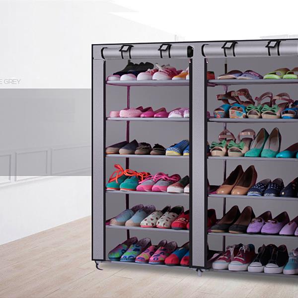 12-Grid Double Row Shoe Cabinet