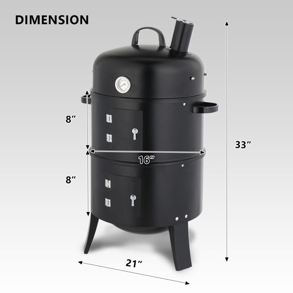 Black Vertical Barrel Smoker