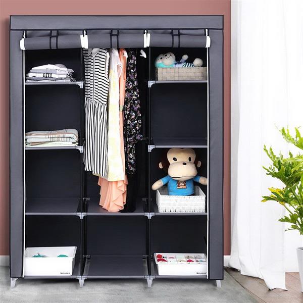 10-Grid Portable Wardrobe Closet - Gray