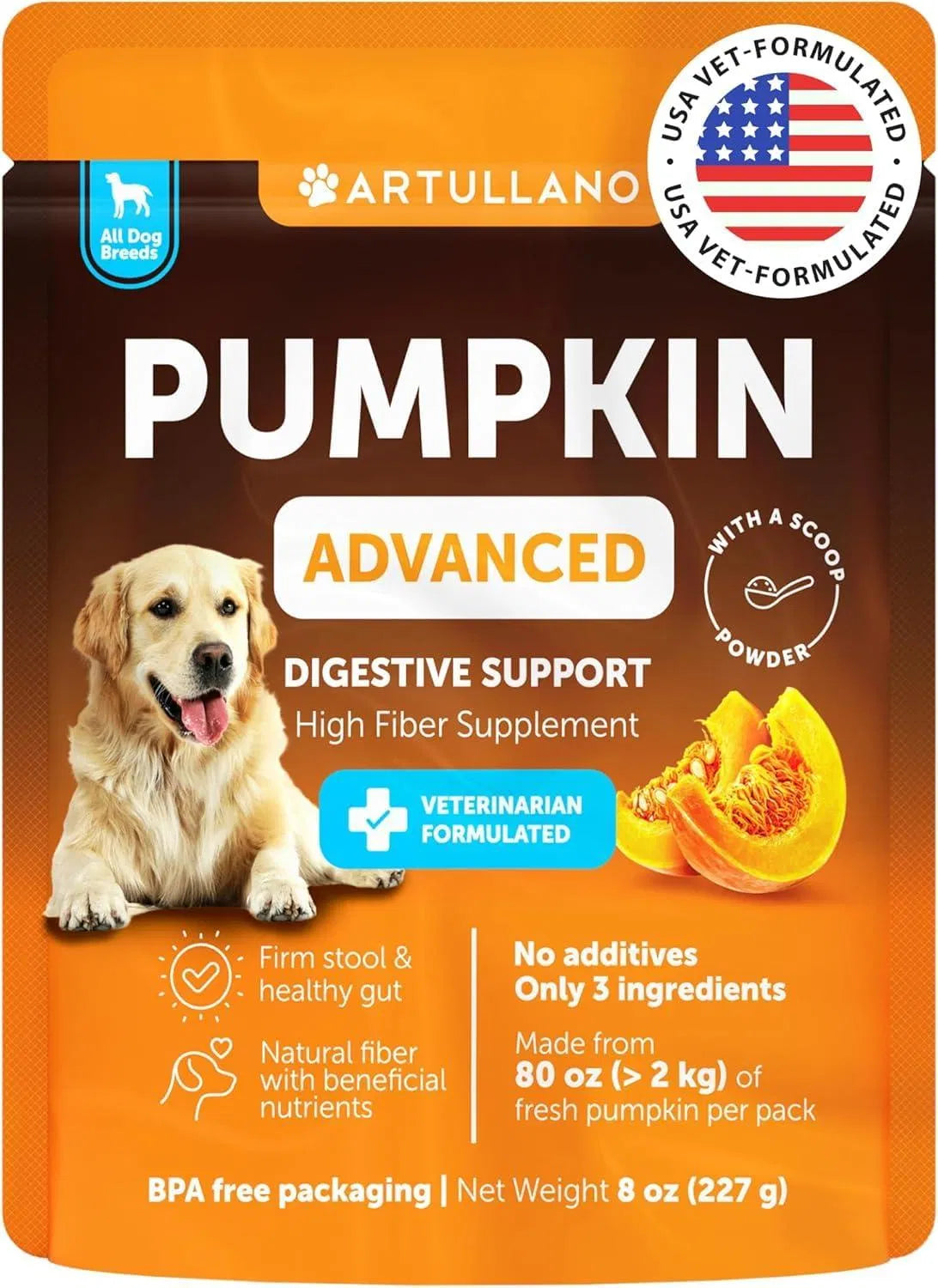 Organic Pumpkin Powder for Dogs - Digestive Support & Fiber Supplement