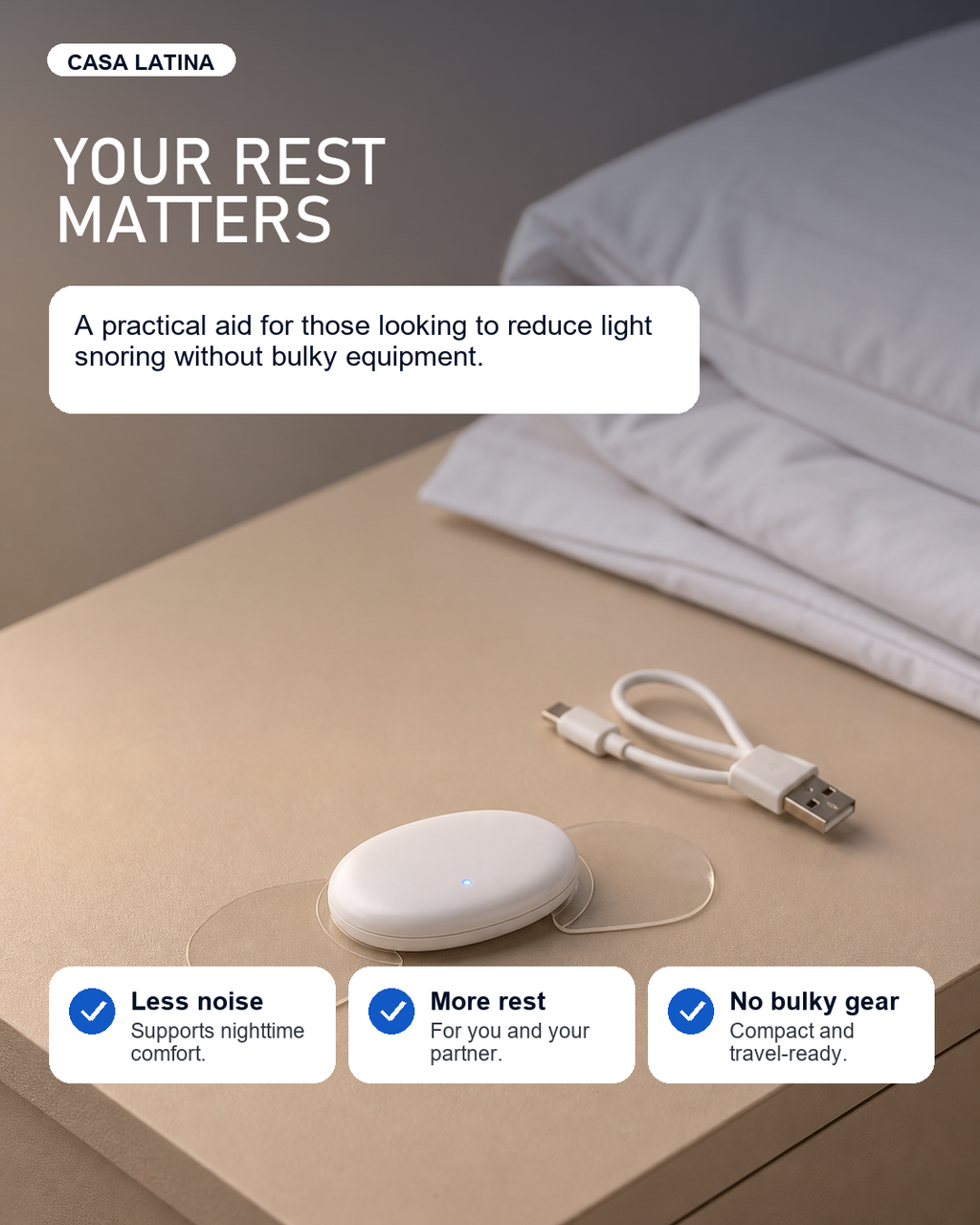 Smart Anti-Snoring Device Electronic Muscle Stimulator Pro - Rechargeable EMS Sleep Aid