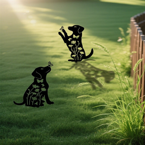 2-Piece Metal Dog Garden Stakes