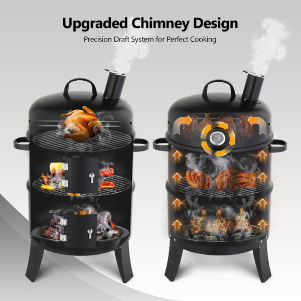 Black Vertical Barrel Smoker