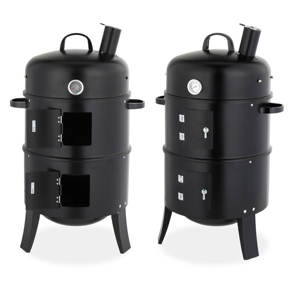 Black Vertical Barrel Smoker