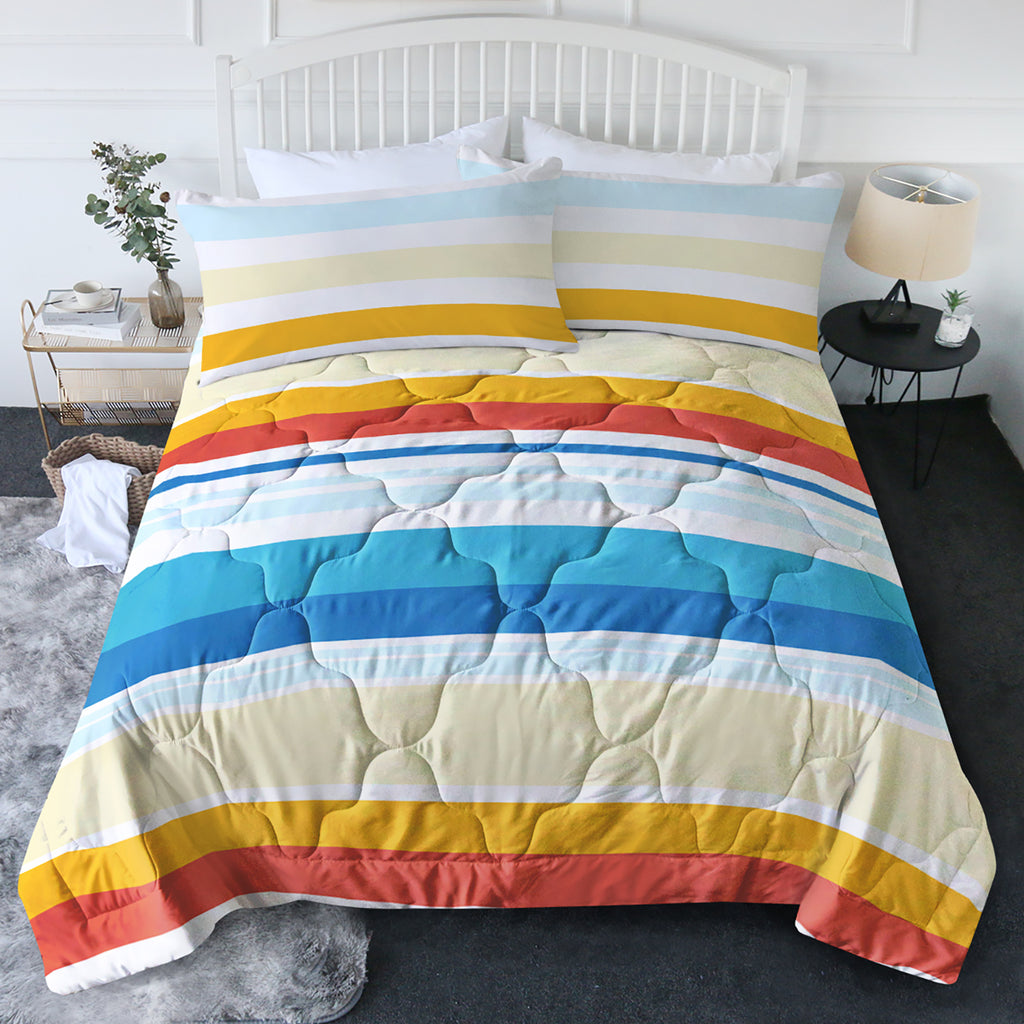 3-Piece Rainbow Stripe Comforter Set