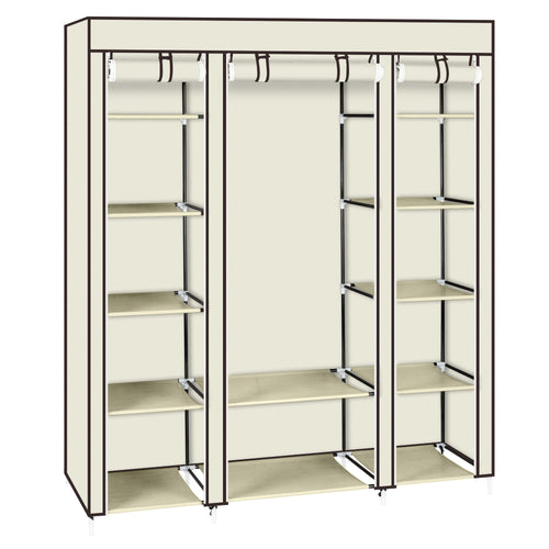 12-Compartment Portable Wardrobe - Beige